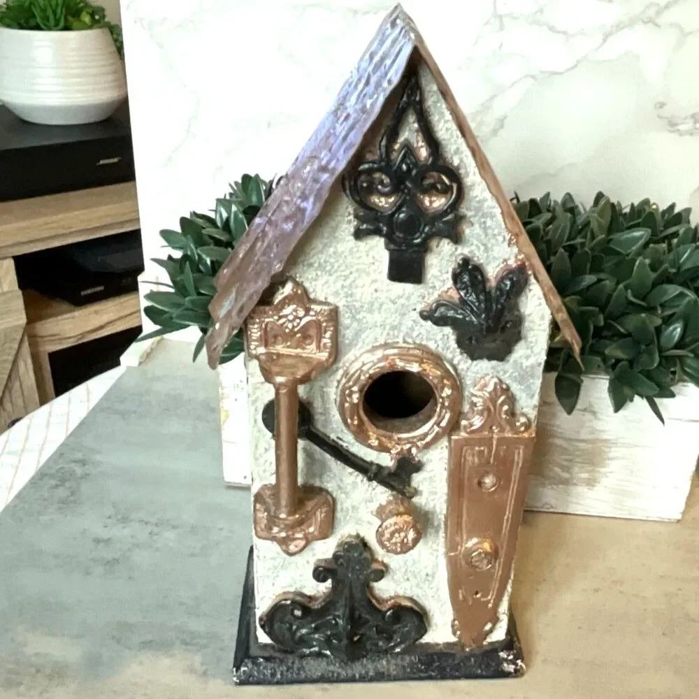One of a kind wooden birdhouse reclaimed wood and vintage hardware must see